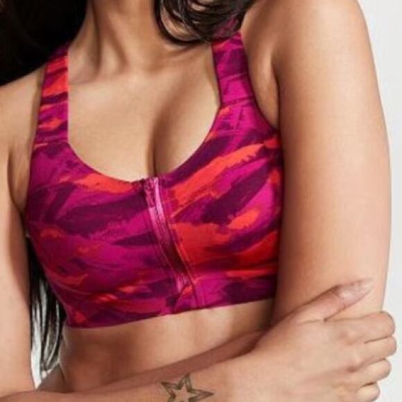 Victoria Secret PRINT  Knockout High Impact Front-Close Sports Bra sIze 38DDD - Picture 1 of 9